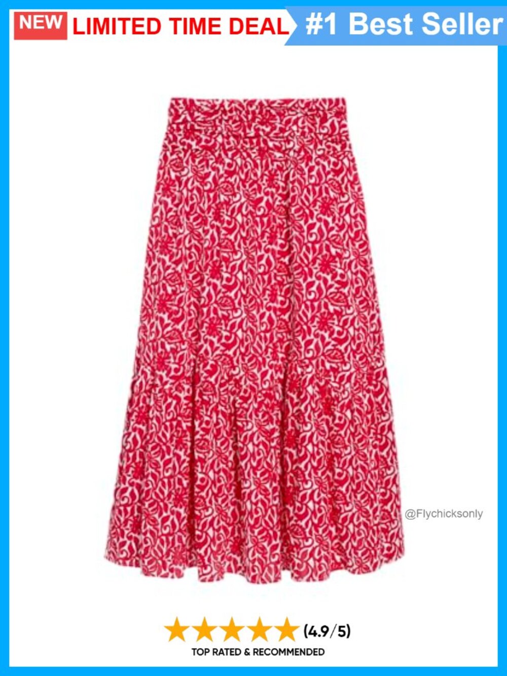 Floral Maxi Skirt with Knee Stitching Fashion Detail